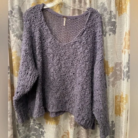Free People Purple Textured Knit Top - Picture 1 of 4